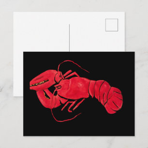 Postal Lobster sobre fondo negro por Marsden Hartley