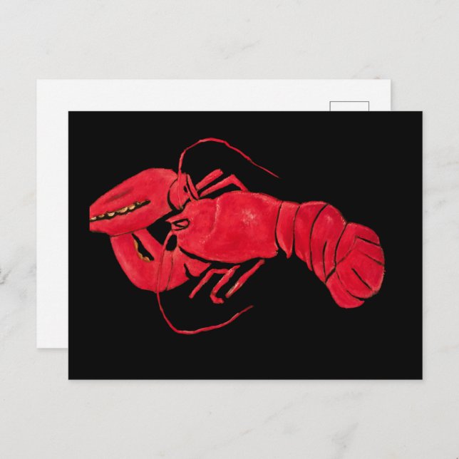 Postal Lobster sobre fondo negro por Marsden Hartley (Anverso / Reverso)