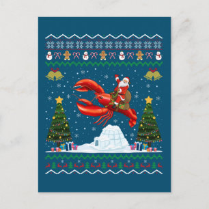 Postal Lobster Ugly Xmas Gift Santa Riding Lobster Christ