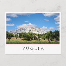Postal Localidad de Ostuni y paisaje de olivos en Puglia