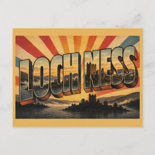 Postal Loch Ness Escocia Arte de Viaje Vintage
