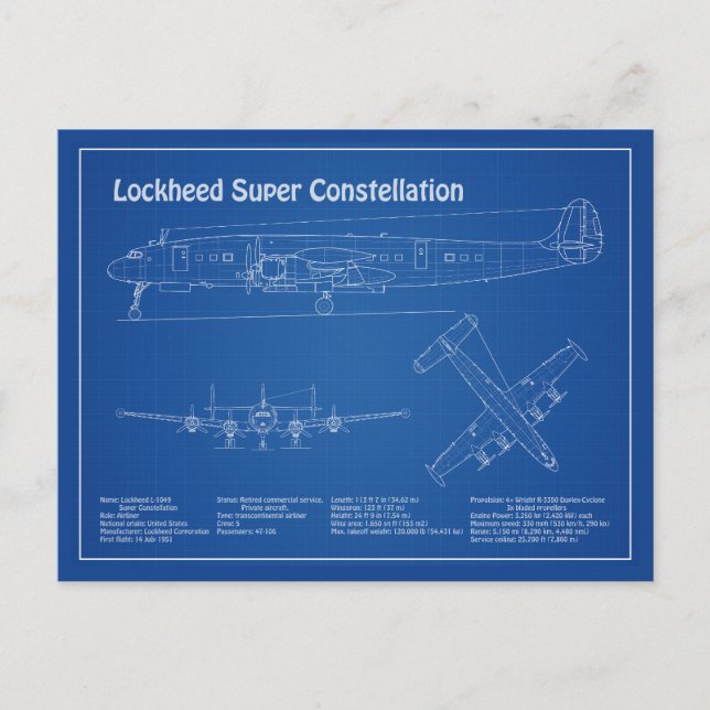 Postal Lockheed L-1049 Super Constellation - Planes AD (Anverso)