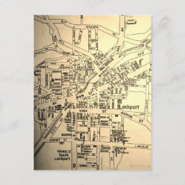 Postal Lockport, Mapa de Vintage de NY