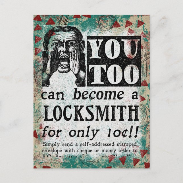 Postal Locksmith - Funny Vintage Retro (Anverso)