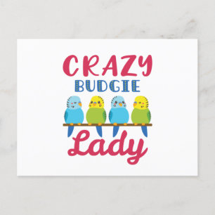 Postal Loco Budgie Lady Cute Funny Dueño de Parakeet