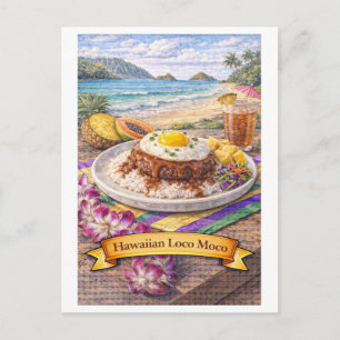 Postal Loco Moco Hawaiano (Serie de Comida Americana)