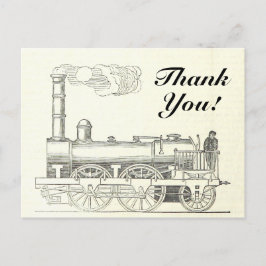 Postal Locomotora de trenes de estilo vintage, "¡Gracias!