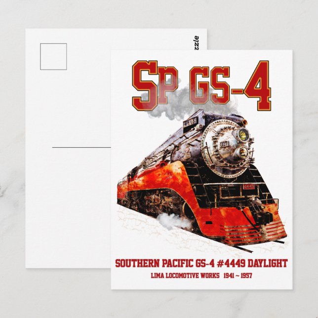 Postal Locomotora de vapor Classic Southern Pacific GS-4 (Anverso / Reverso)