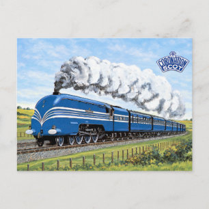 Postal Locomotora de vapor Coronation Scot Blue Streamlin