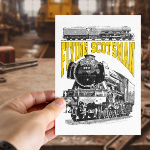 Postal Locomotora de vapor Flying Scotsman. Tren LNER de
