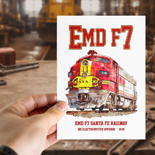 Postal Locomotora diésel EMD F7 Santa Fe Warbonnet.