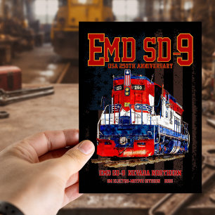 Postal Locomotora EMD SD-9 con librea del 250 aniversario