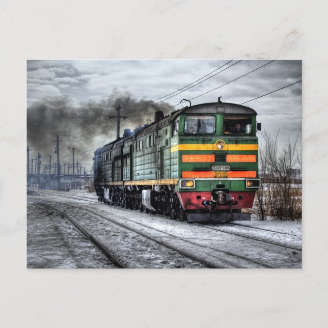 Postal Locomotora y nieve (Anverso)