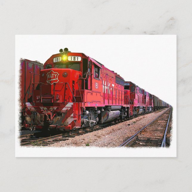 Postal Locomotora y tren diesel rojos (Anverso)