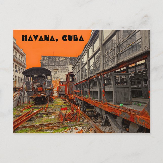 Postal Locomotoras de edad y vagones de ferrocarril en La (Anverso)