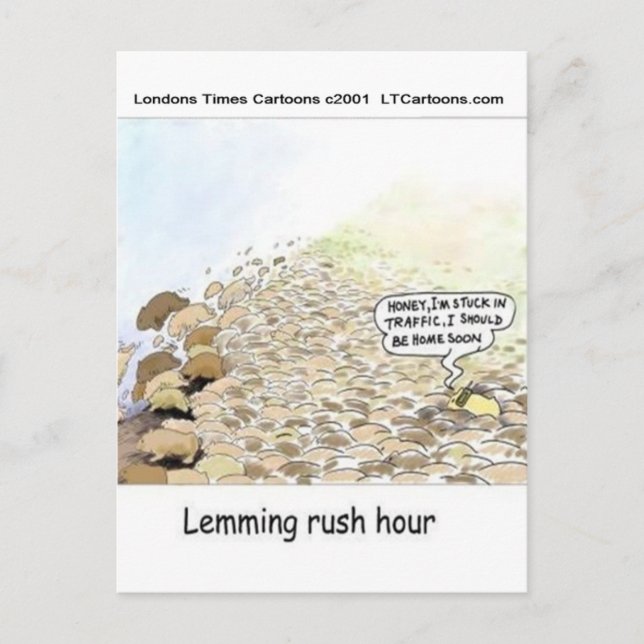 Postal Locura de Hora de Lemmings Divertido (Anverso)