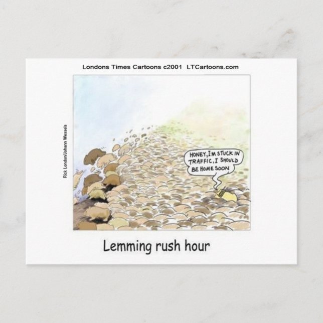 Postal Locura de Hora Lemmings Divertido (Anverso)