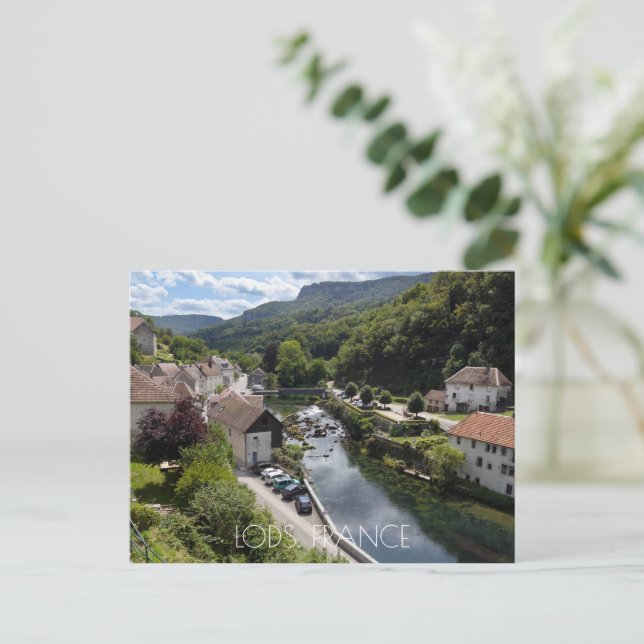 Postal Lods River view, Doubs, Francia (Anverso de pie)