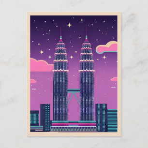 Postal LoFi Vaporwave Retro 80 Torres Petronas Malasia