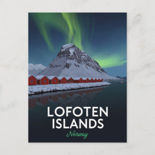 Postal Lofoten Noruega Luces del Norte