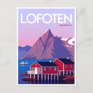 Postal Lofoten Noruega viaje vintage invierno europa