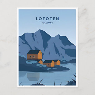 Postal Lofoten Noruega viaje vintage invierno europa