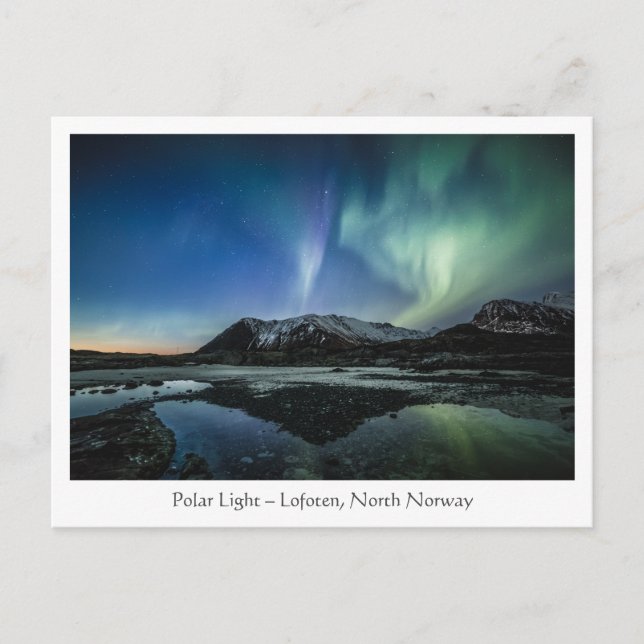 Postal Lofoteno de luz polar (Anverso)