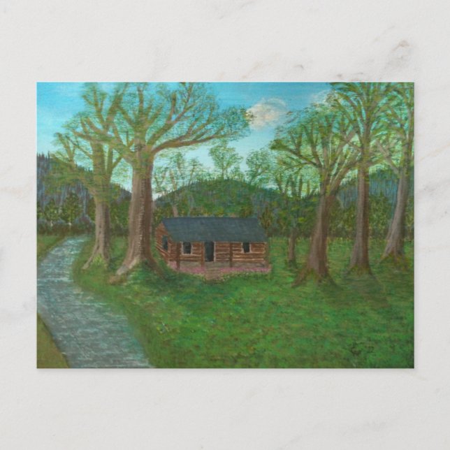 Postal Log Cabin and Trees (Anverso)
