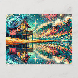 Postal Log Cabin on the Beach Ai Art