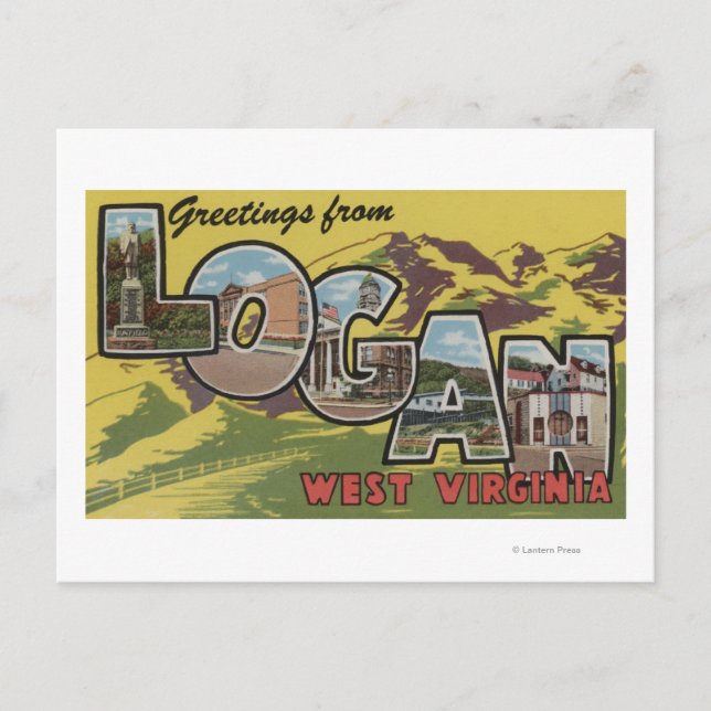 Postal Logan, Virginia Occidental - Escenas de letras gra (Anverso)