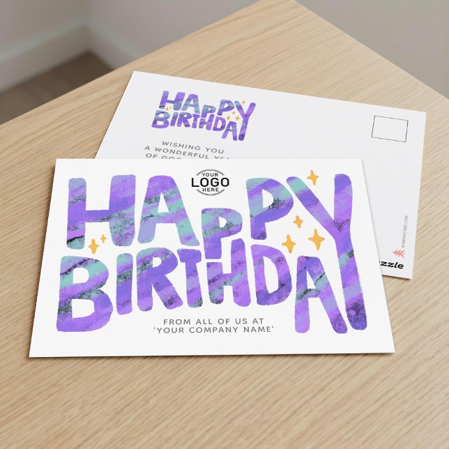 Postal Logo Crayón Morado Divertido Estrellas Escritas a  (Subido por el creador)