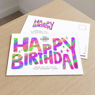 Postal Logo Cumpleaños Escrito a Mano Crayón Divertido Ve