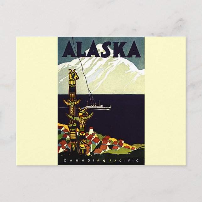 Postal Logo de Alaskla de época (Anverso)