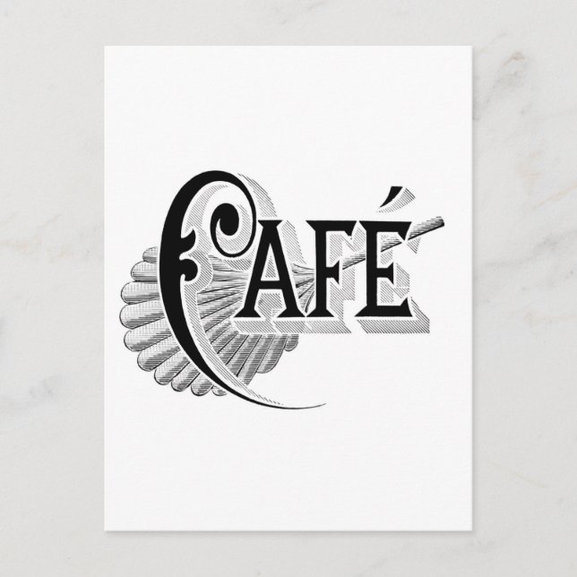 Postal Logo de Art Nouveau French Cafe Coffee shop (Anverso)