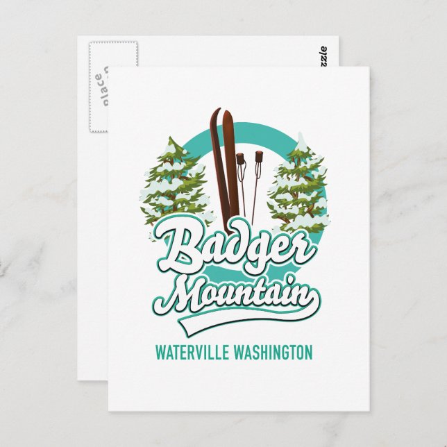 Postal Logo de Badger Mountain Waterville Washington Ski (Anverso / Reverso)