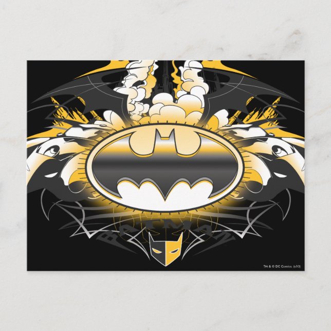 Postal Logo de Batman con coches (Anverso)
