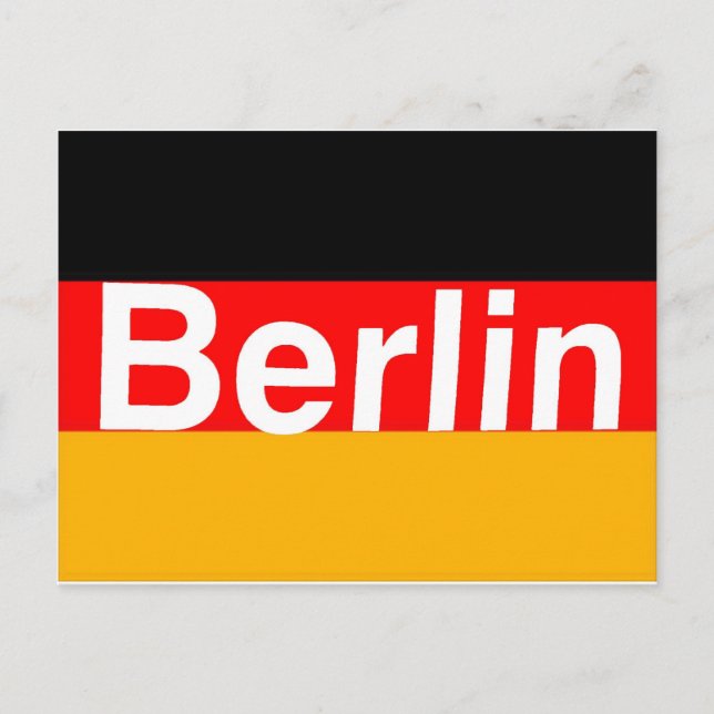Postal Logo de Berlín en blanco con bandera alemana (Anverso)