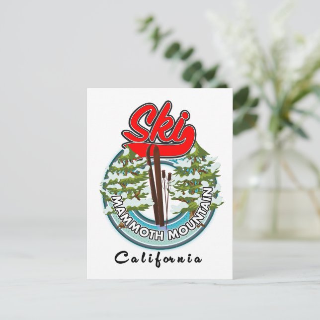 Postal Logo de esquí de Mammoth Mountain California (Anverso de pie)