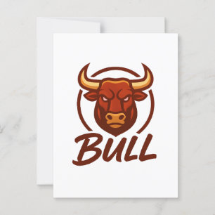 Postal Logo de Fierce Bull Head, Creative Mascot BULL