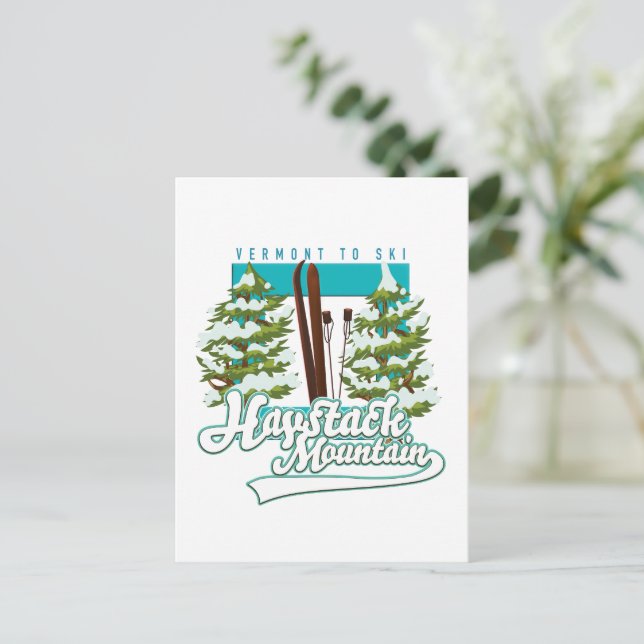 Postal Logo de Haystack Mountain Vermont USA Ski (Anverso de pie)