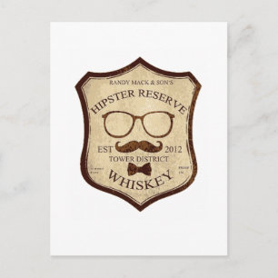 Postal logo de hipster whiskey