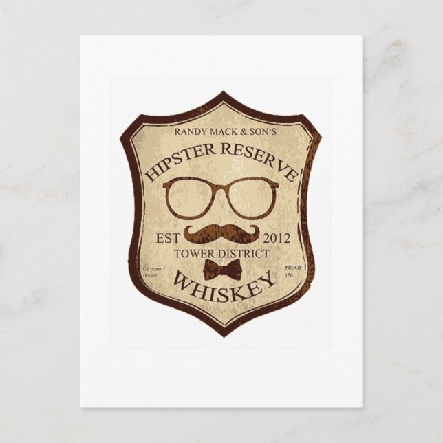 Postal logo de hipster whiskey (Anverso)