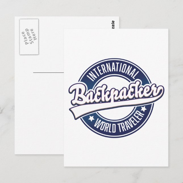 Postal Logo de International Backpacker Word Traveler (Anverso / Reverso)