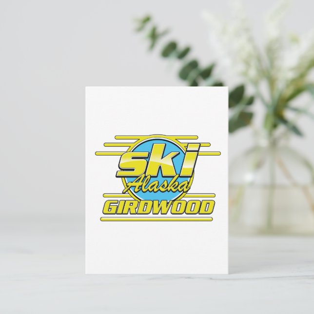 Postal Logo de la estación de esquí de Girdwood Alaska 80 (Anverso de pie)