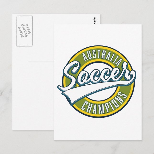 Postal Logo de los campeones de fútbol de Australia. (Anverso / Reverso)