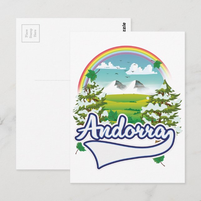 Postal Logo de los viajes retro de Andorra (Anverso / Reverso)