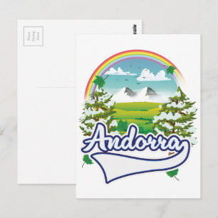 Postal Logo de los viajes retro de Andorra