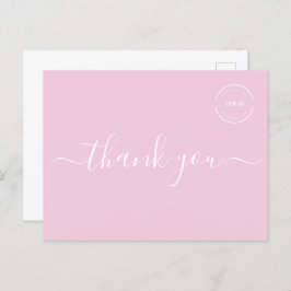 Postal Logo de negocios simples de Pink White Modern grac