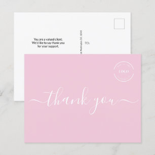 Postal Logo de negocios simples de Pink White Modern grac
