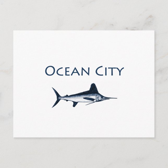 Postal Logo de Ocean City Maryland (marlín blanco) (Anverso)